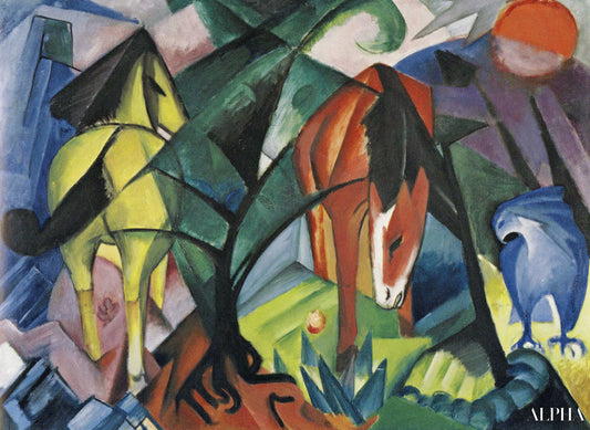 Chevaux et aigle - Franz Marc - Reproductions de tableaux et peintures haut de gamme