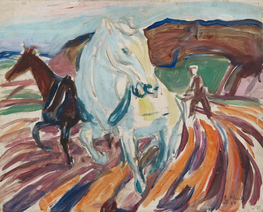 Plöjande hästar - Edvard Munch
