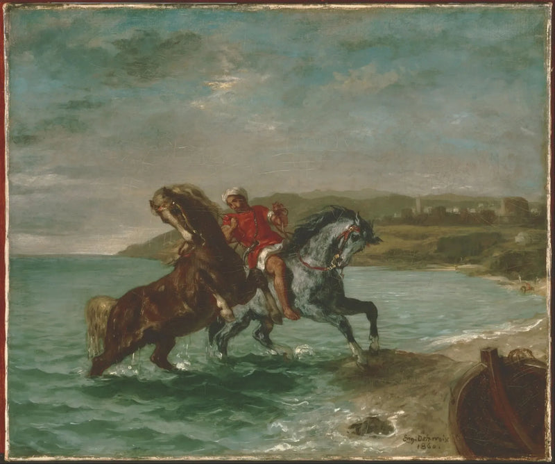 Hästar som kommer ut ur havet - Eugène Delacroix