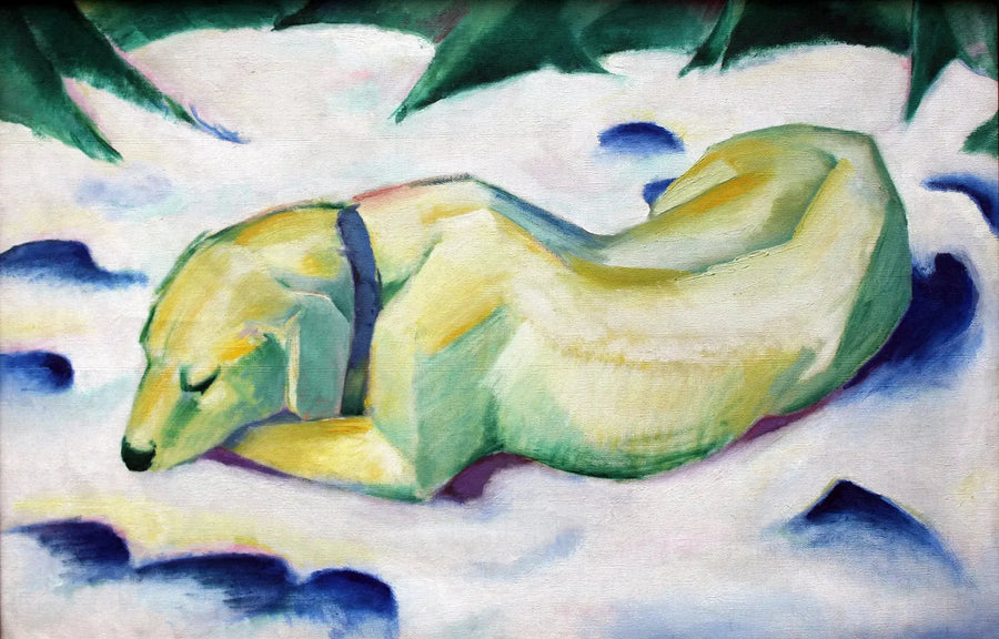 Liggande hund i snön - Franz Marc