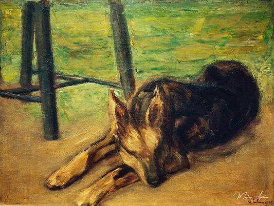 Chien de berger endormi - Max Liebermann - Reproductions de tableaux et peintures haut de gamme