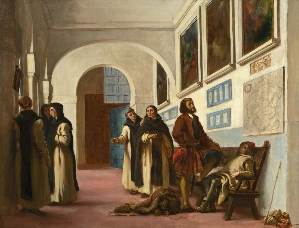Christophe Colomb et son fils à La Rábida - Eugène Delacroix image 1 reproduction de peinture à l’huile