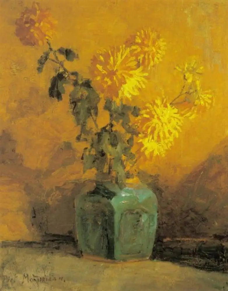 Gula krysantemum i en ingefärskrukka - Piet Mondrian