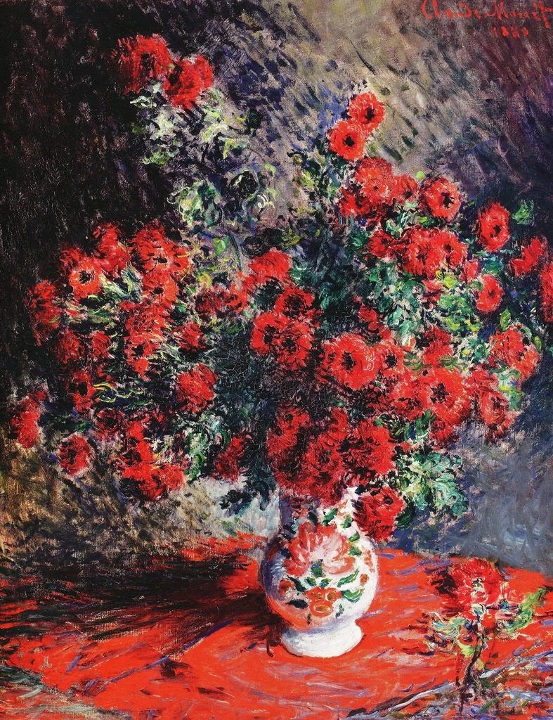 Röda krysantemum W635 - Claude Monet