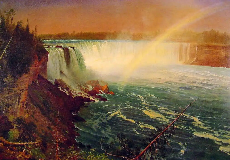 Niagara fallen med regnbåge - Albert Bierstadt