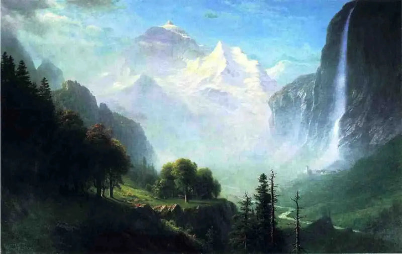 Fallen av Staubbach, nära Lauterbrunnen, Schweiz - Albert Bierstadt