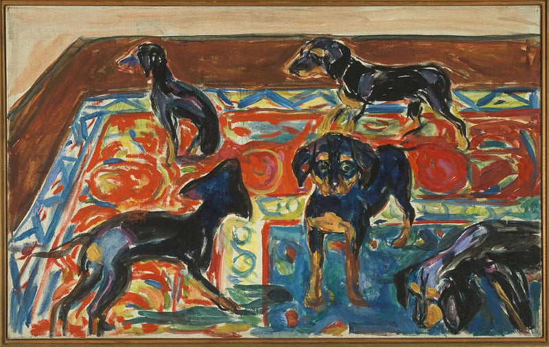 Fem valpar på mattan - Edvard Munch