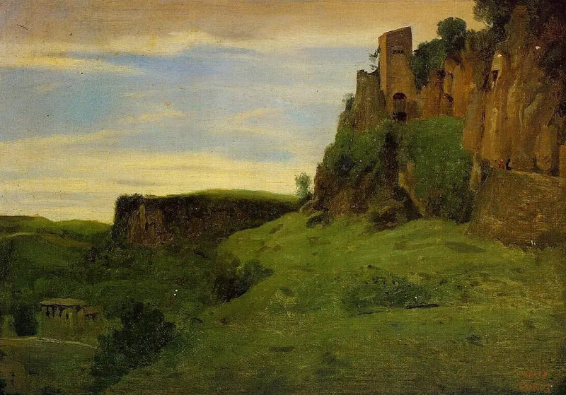 Civita Castellana. tillverkas på toppen av klipporna - Jean-Baptiste Camille Corot