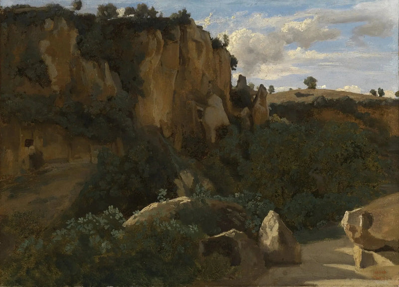 Civita Castellana. Klippor som dominerar den skogsklädda dalen - Jean-Baptiste Camille Corot