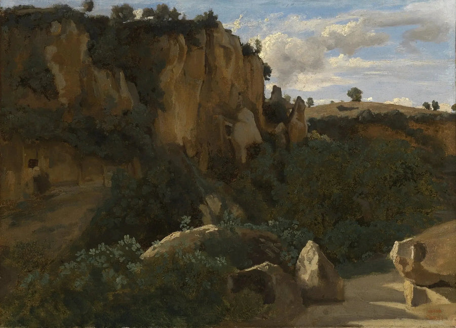 Civita Castellana. Klippor som dominerar den skogsklädda dalen - Jean-Baptiste Camille Corot