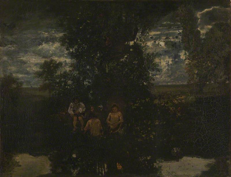 Clair de lune : Les Baigneuses - Théodore Rousseau image 1 reproduction réalisée par Alpha Reproduction