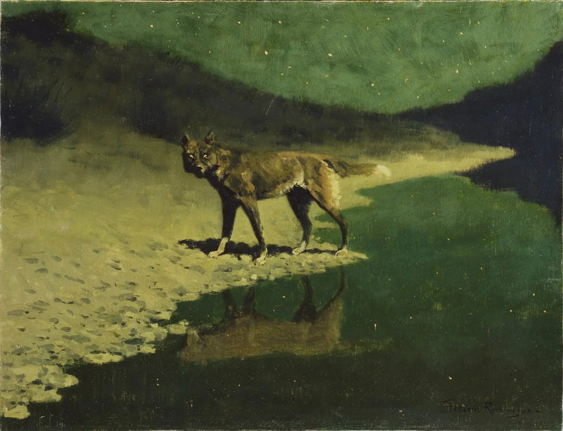Månljus, varg - Frederic Remington