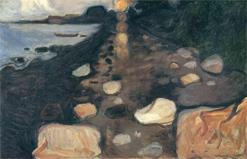 Månsken över stranden - Edvard Munch