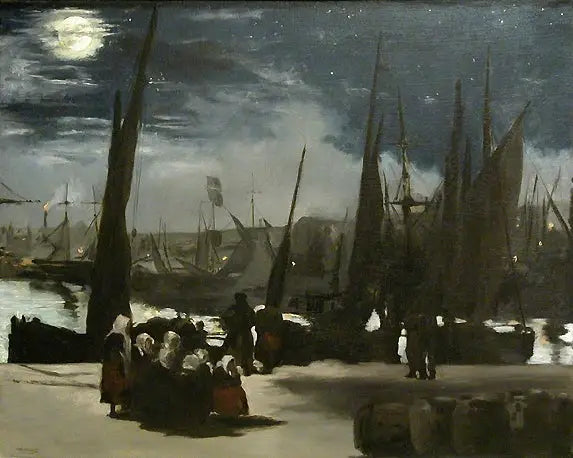 Månljus över hamnen i Boulogne - Édouard Manet