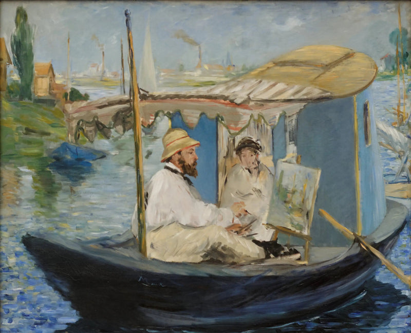 Claude Monet målar i sin ateljé - Édouard Manet