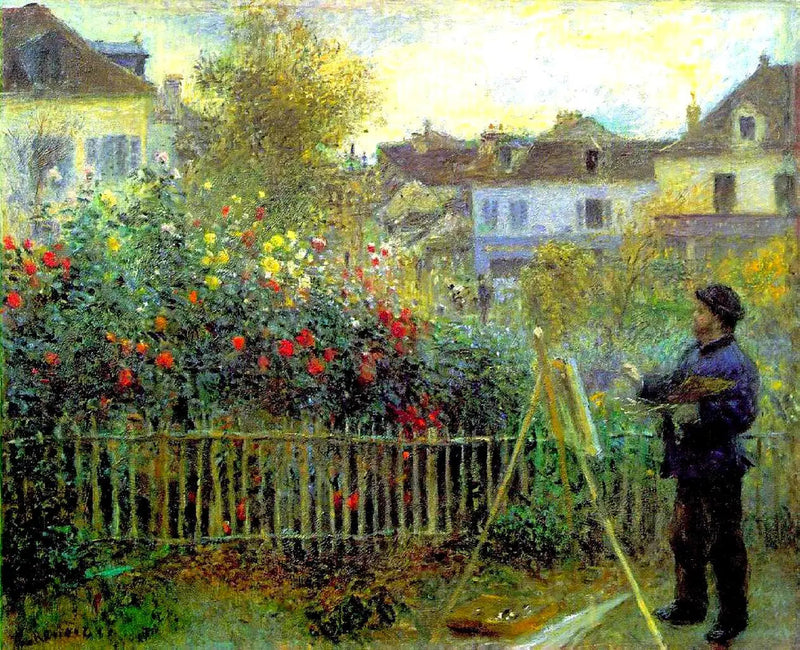 Claude Monet målar i sin trädgård i Argenteuil - Pierre-Auguste Renoir