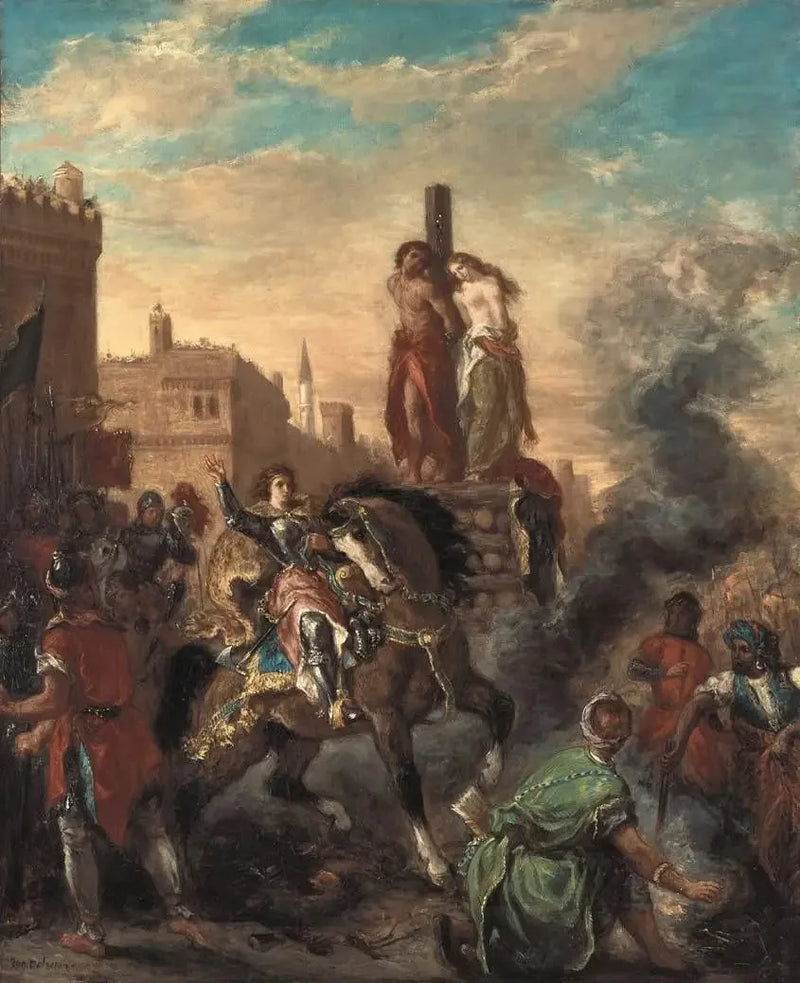 Clorinda räddar Olindo och Sophronia - Eugène Delacroix