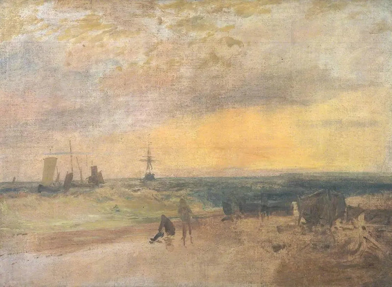 Kustscen med fiskare och båtar - J. M. W. Turner
