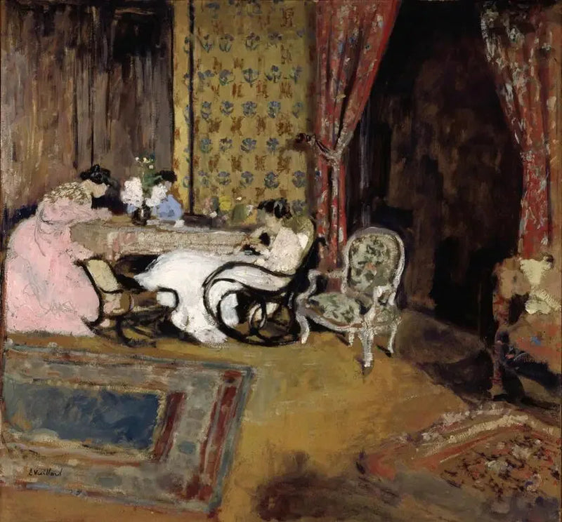 Inomhushörn, de tre damerna i vardagsrummet - Édouard Vuillard