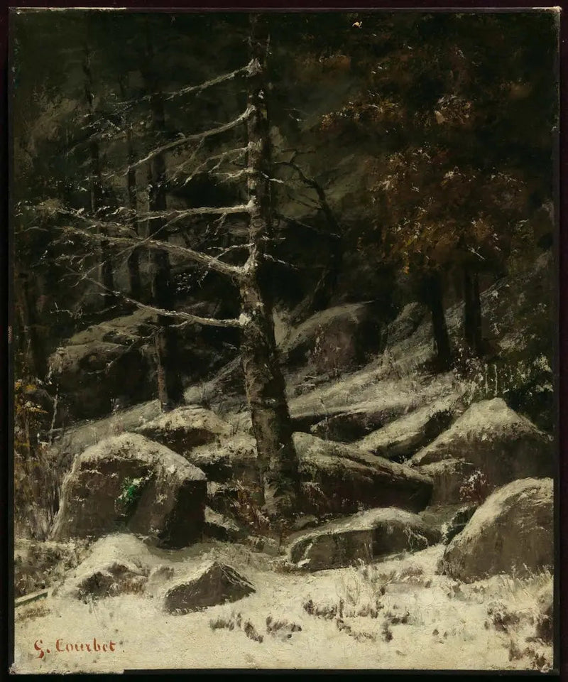Skogskullrig i vinter - Gustave Courbet