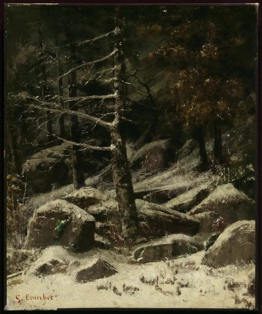 Skogskullrig i vinter - Gustave Courbet