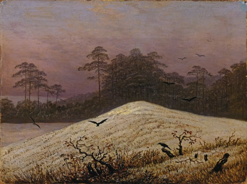 snöig kulle med korpar - Caspar David Friedrich