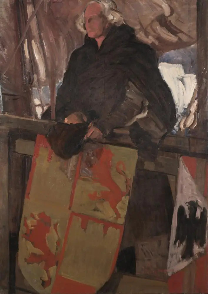 Kolumbus lämnar Palos (med vapensköld) - Joaquín Sorolla