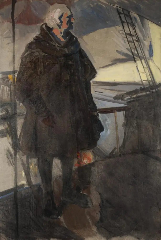 Kolumbus lämnar Palos (profil till höger, ansikte mot aktern) - Joaquín Sorolla