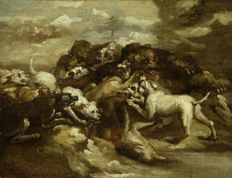 Hund- och björnkamp - Théodore Géricault