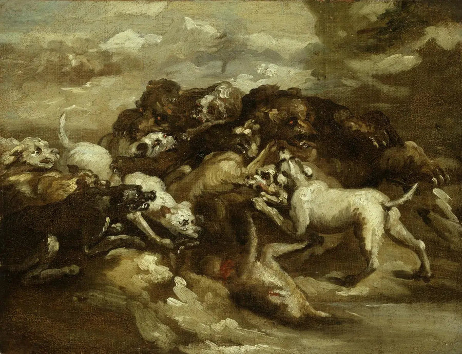 Hund- och björnkamp - Théodore Géricault