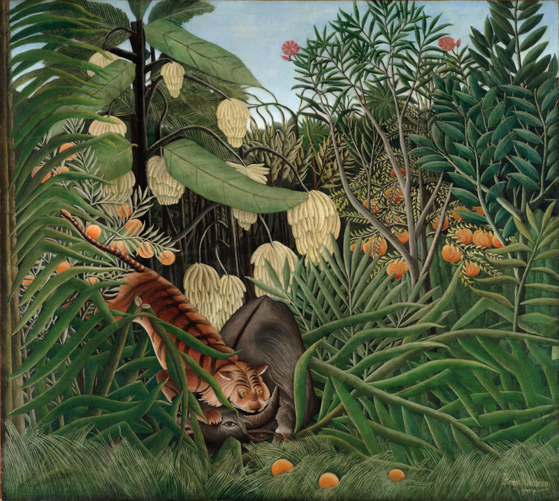 Tigerdjävul och buffeljiv - Henri Rousseau