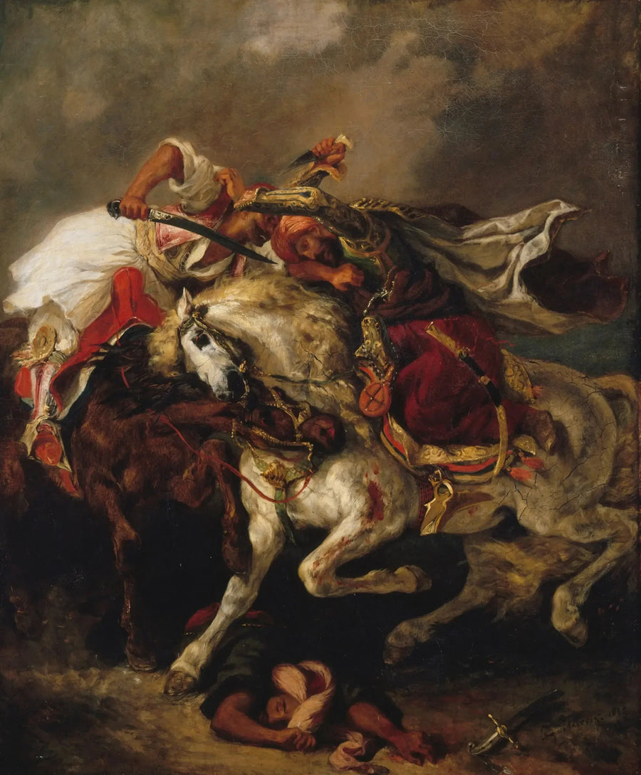 Slaget mellan Giaour och Pacha - Eugène Delacroix