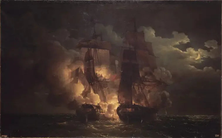 Marinstrid på horisonten vid Lozöarna, 7 februari 1813 - Louis-Philippe Crépin