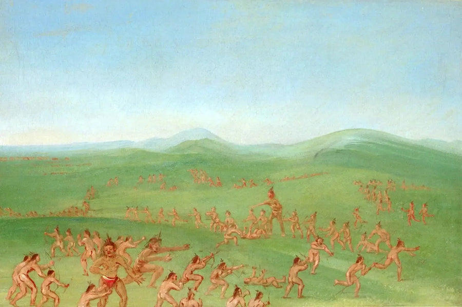 Simulerad strid, Mandan Boys - George Catlin