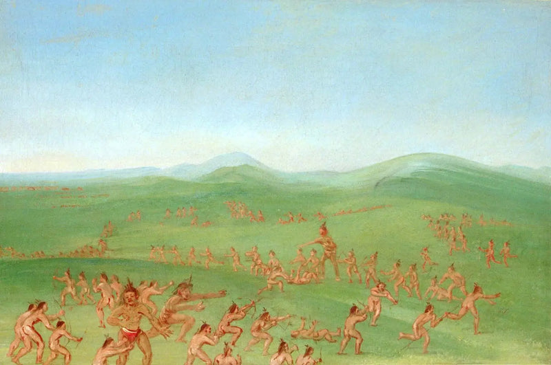 Simulerad strid, Mandan Boys - George Catlin