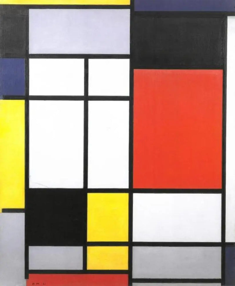Komposition med gult, blått, svart, rött och grått - Piet Mondrian