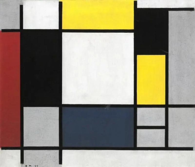 Komposition med gult, rött, svart, blått och grått - Piet Mondrian