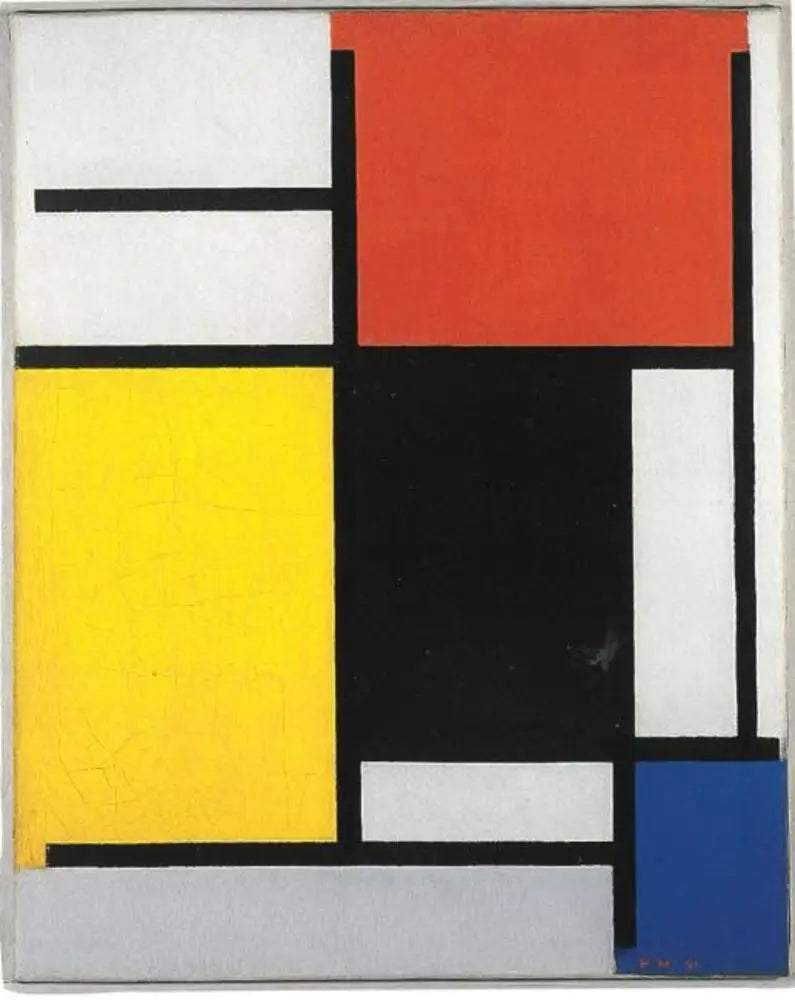 Komposition med röd, gul, svart, blå och grå - Piet Mondrian