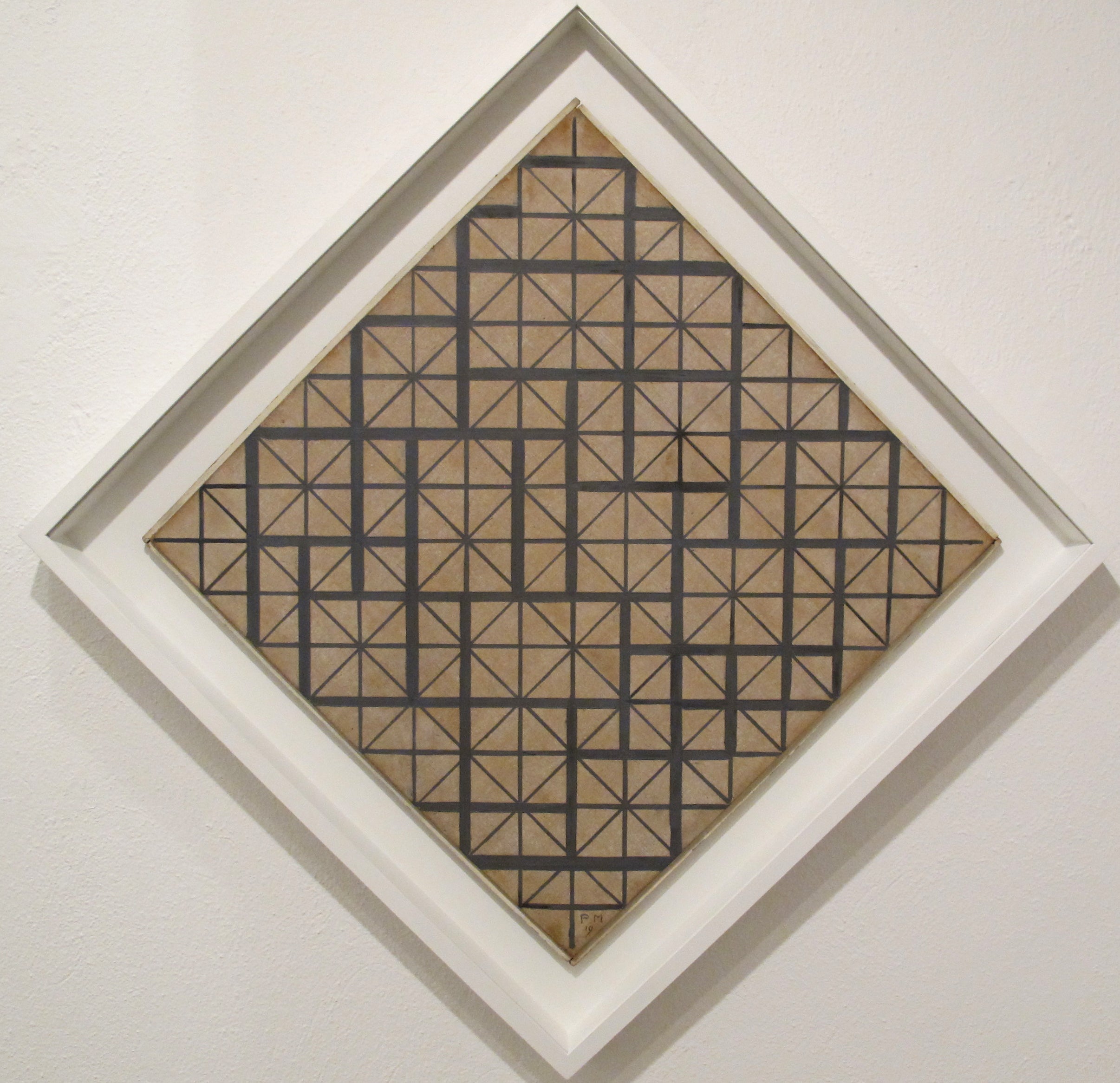 Reproduction du tableau « Composition avec grille 4 (losange) - Piet Mondrian » par Alpha Reproduction en peinture à l’huile