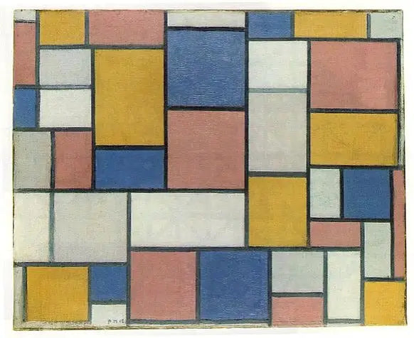 Komposition med färgplan och grå linjer - Piet Mondrian