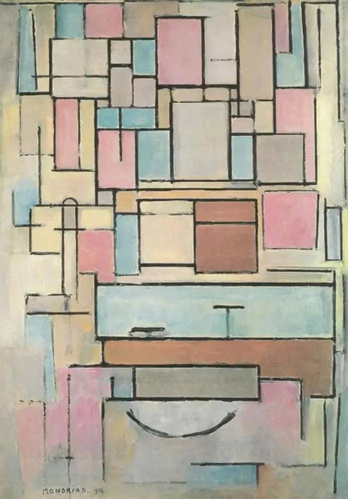 Komposition med färgplaner: fasad - Piet Mondrian