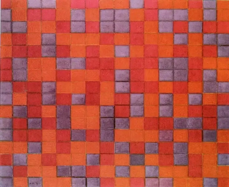 Rutig komposition, Mörka färger - Piet Mondrian