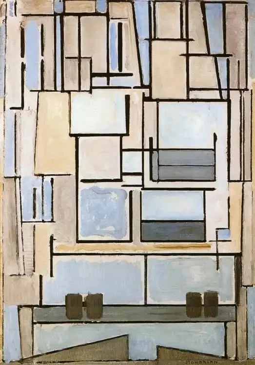 Komposition nr VI, Komposition 9 (Blå fasad) - Piet Mondrian