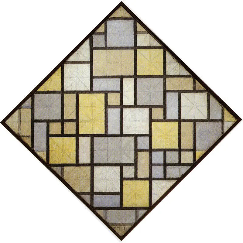 Komposition: Ljusfärgade ytor med grå linjer - Piet Mondrian