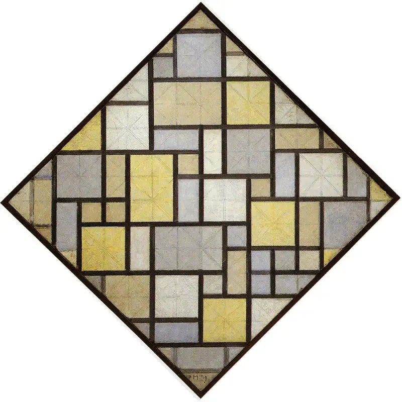 Komposition: Ljusfärgade ytor med grå linjer - Piet Mondrian