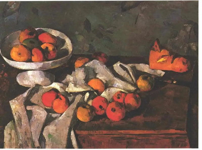 Fruktskål, äpplen och brödlimpa - Paul Cézanne