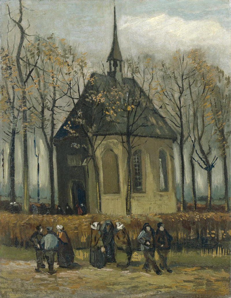 Konvent som lämnar den reformerta kyrkan i Nuenen - Vincent van Gogh