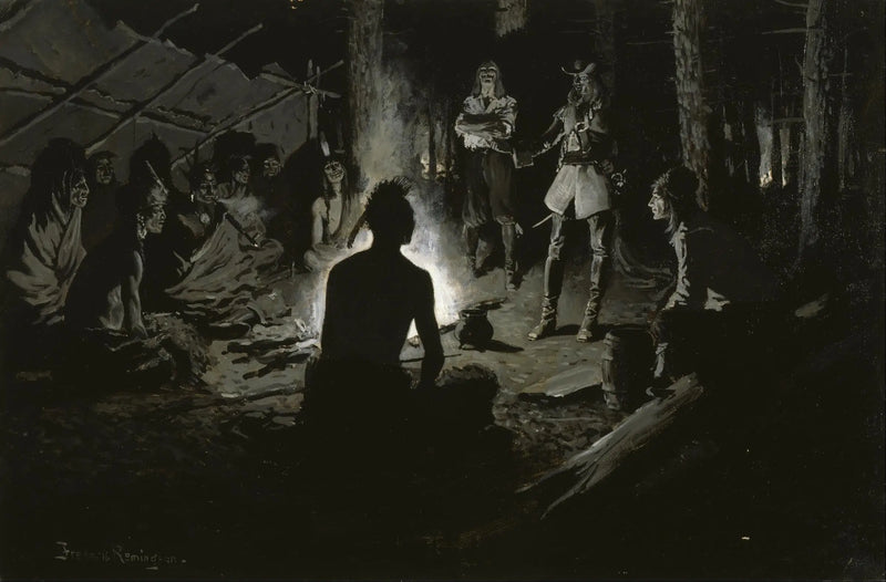 Franska upptäcktsresandes råd med indianerna - Frederic Remington