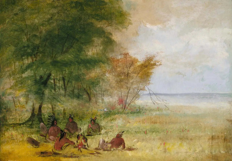 Sioux-indianråd, ledare i djupgående överläggningar - George Catlin