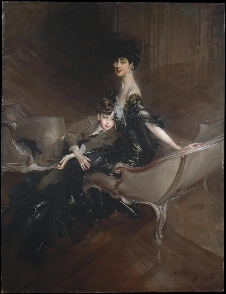 Consuelo Vanderbilt (1876–1964), hertiginna av Marlborough, och hennes son, Lord Ivor Spencer-Churchill (1898–1956) - Giovanni Boldini